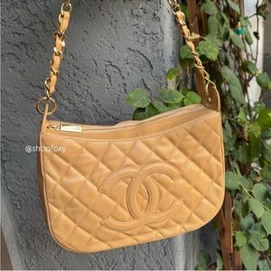 Chanel Timeless CC Quilted Caviar Leather Crescent Hobo Shoulder Bag